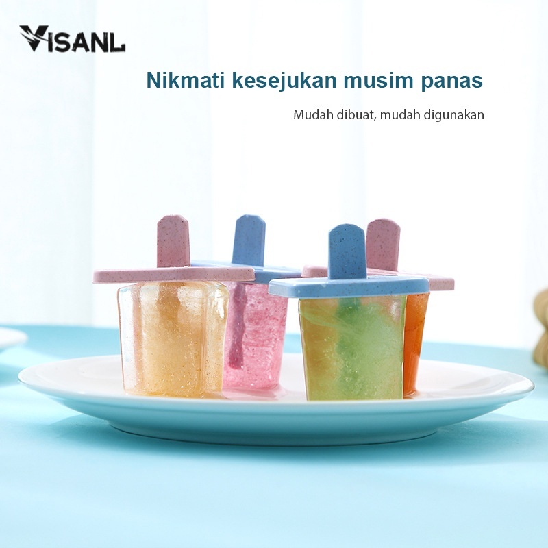 CETAKAN ES KRIM STIK ES KRIM CETAKAN ICE CREAM POPSICLE  8 Slot Es Loli DIY Beserta Lucu Es Batu Bulat