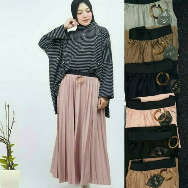Rok plisket import by rania fashion