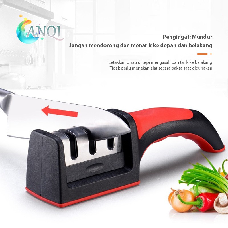 Alat Pengasah Pisau dengan Pegangan Ergonomis | 3 Tahap Asahan | Knife Sharpener with handle