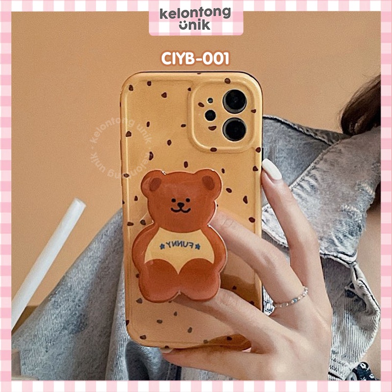 For iPhone - Funny Bear Glossy Soft Case + Griptok