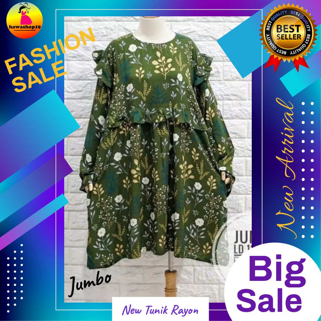 Super Jumbo Tunik Rayon Ld 138 cm Tunik Rayon Tunik Jumbo Atasan Muslim Rayon