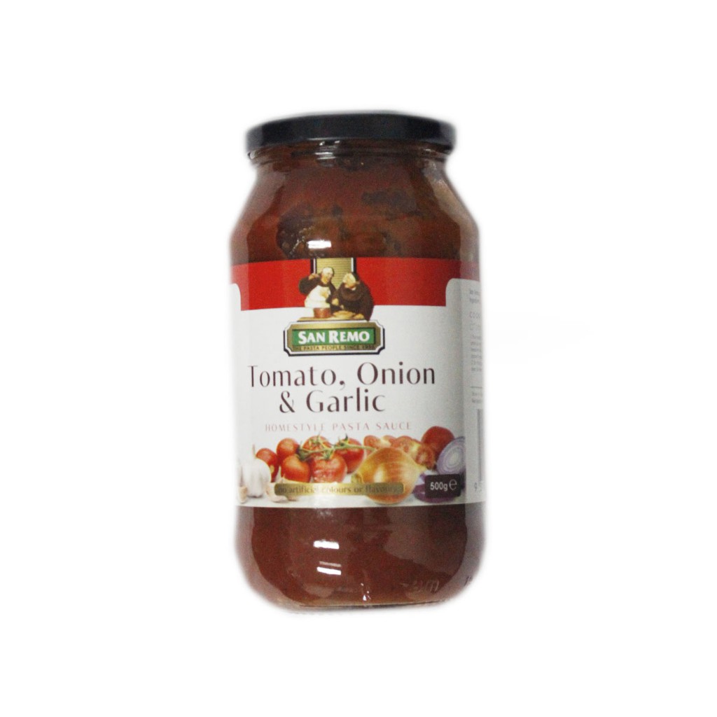 

SAN REMO TOMATO, ONION & GARLIC HOMESTYLE PASTA SAUCE 500G