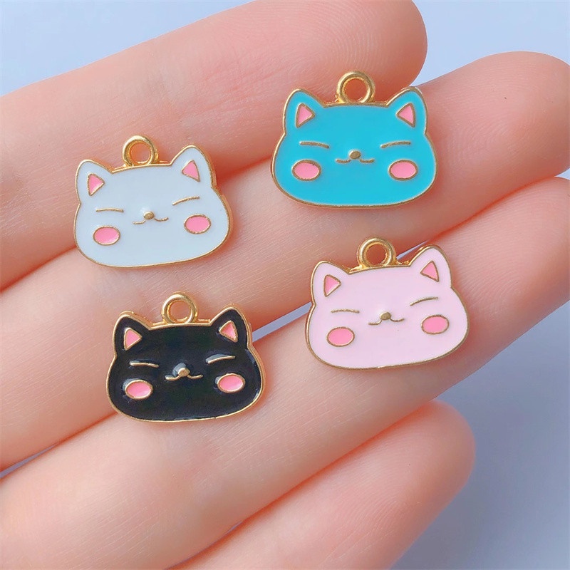 4pcs Liontin Kalung Bentuk Kucing Bahan Alloy