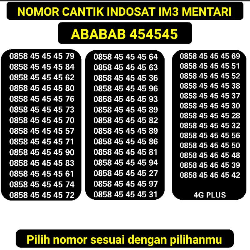 Nomor Cantik Indosat im3 Mentari ABABAB 4G PLUS
