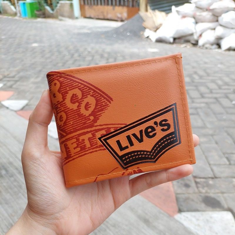 Dompet Pria Kulit Sintetis Levs Lokal Coklat Bonus Kotak