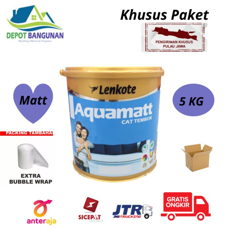 Cat Tembok Lenkote Aquamatt Interior Super White 5 KG PAKET