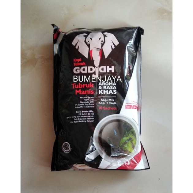 

Kopi mix kopi gajah rencengan isi 10 sachet kopi + gula