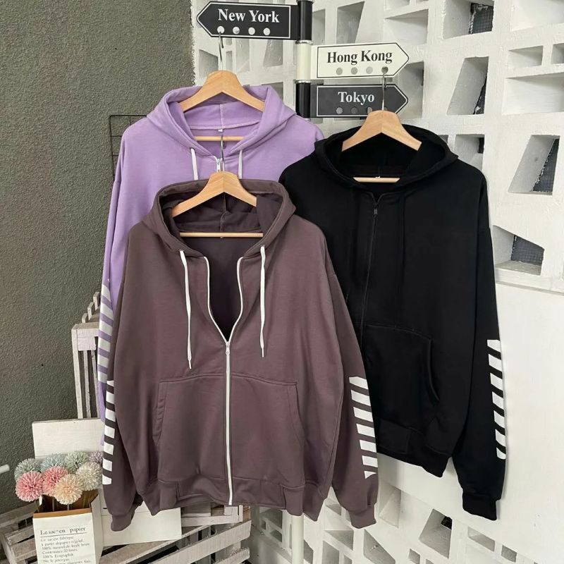 Sweater Hoodie Oversize Wanita | ZEBRA Zipper Hoodie Size XXL Fashion Terbaru Wanita