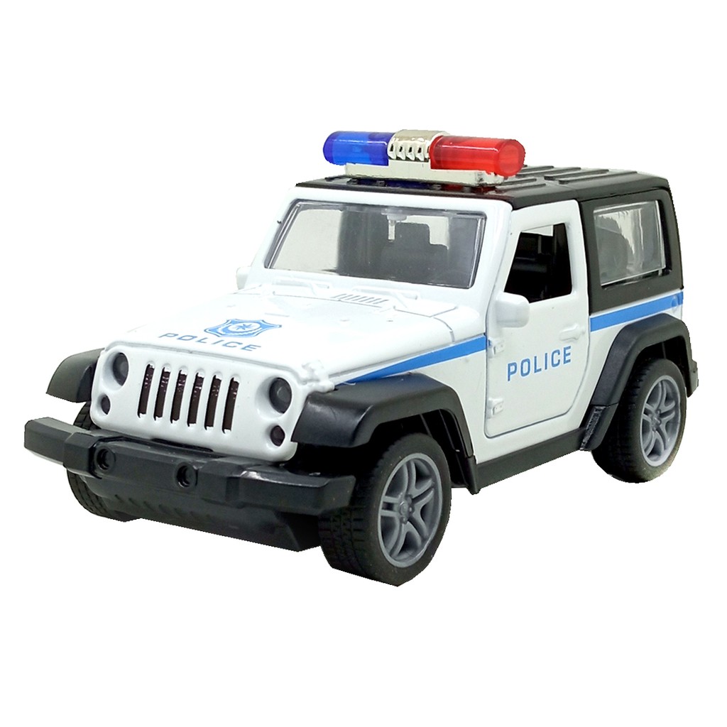 Toy Addict Jeep Wran9ler Hard Top Police Car Putih Diecast Mainan