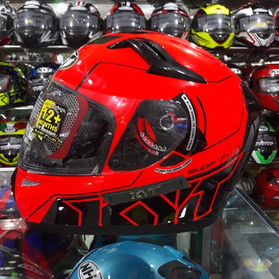 Jual Helm KYT K2 Rider Superfluo 1 Red Fluo Black Double Visor Full