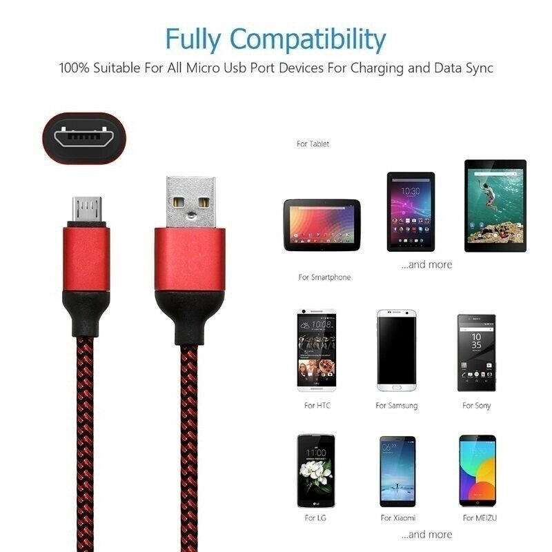 Kabel Data/Charger Micro Usb Fast Charging 1/2/3m Model Kepang Untuk Android