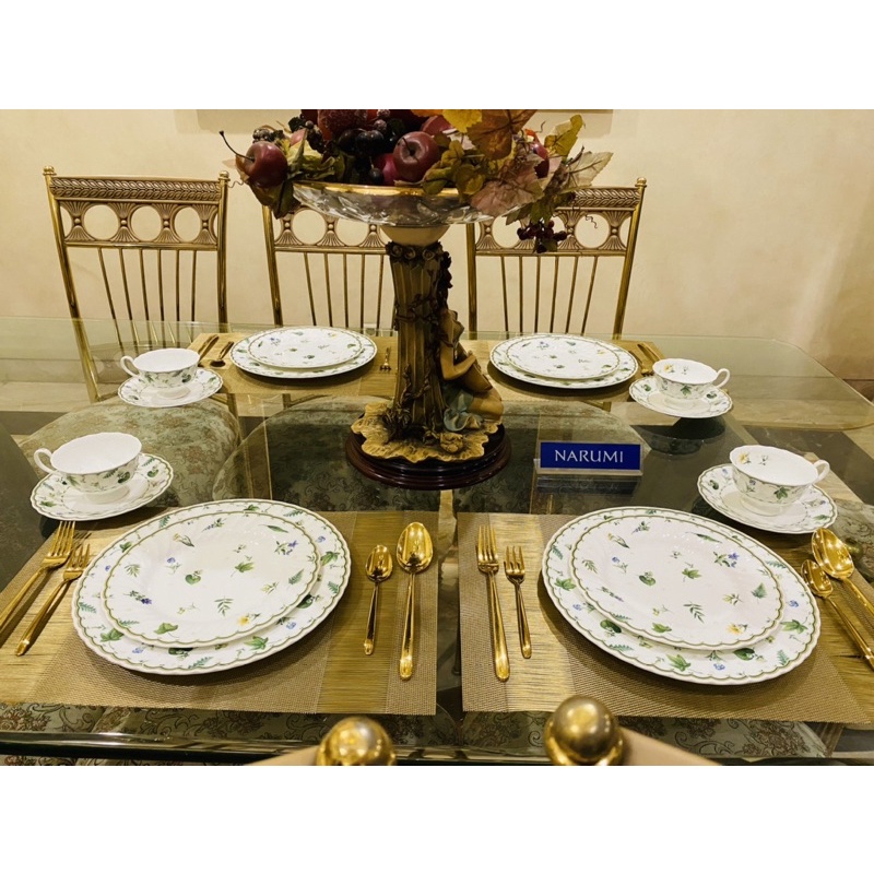 Dinner Set Narumi Leaf Mintz 16 Pcs Mewah Cantik - Piring Set Makan