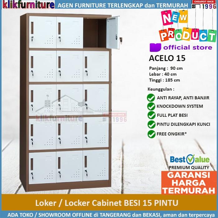 

Cabinet | Lemari Loker Locker Cabinet Pintu Besi 15 Pintu Acelo 15 Coklat