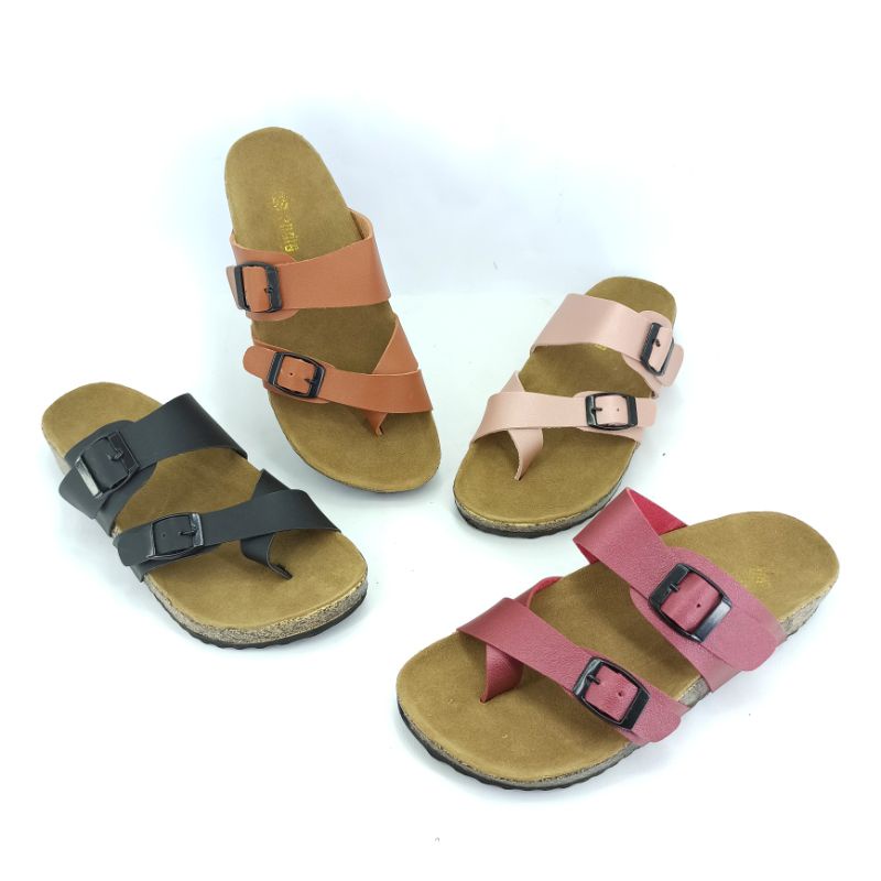 Sandal Wanita Casual Sendal Slop Puyuh Birken Motif Kekinian Andis AF19