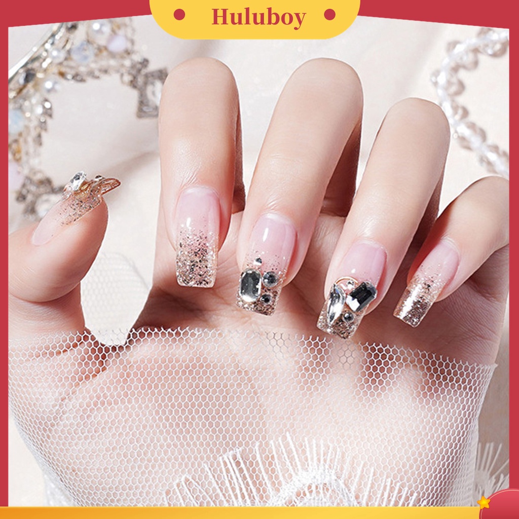 Huluboy Huluboy♡ 120pcs / Kotak Kuku Palsu Extension Ukuran Desain Transparan Untuk Nail Art