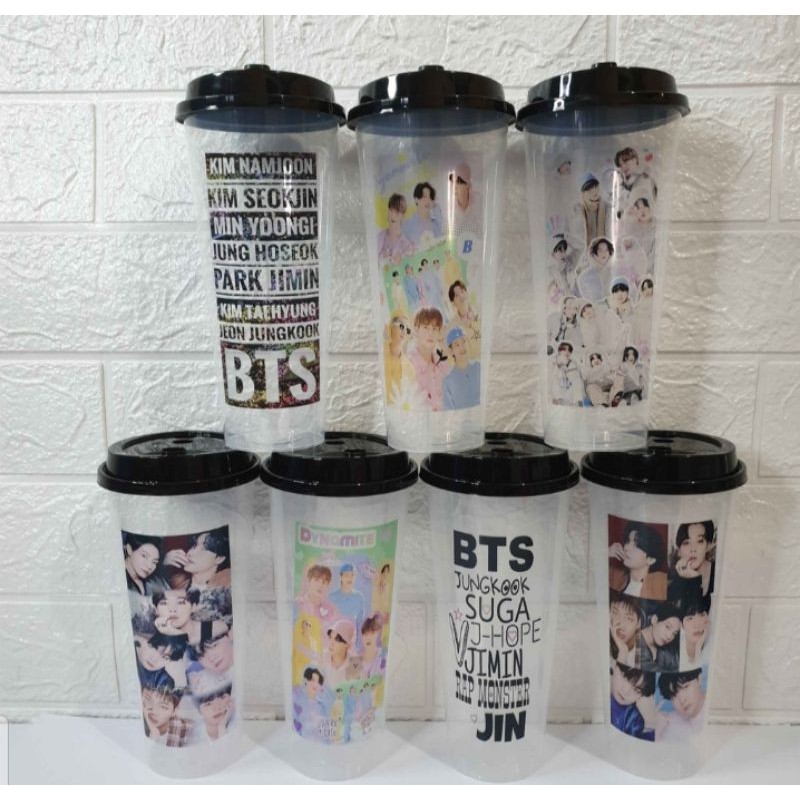 REUSABLE CUP VER BTS AESTHETIC ( READY STOK )