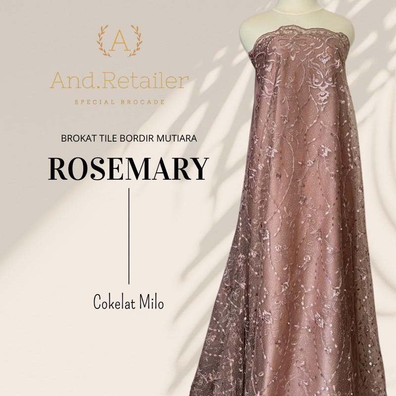Bahan Kebaya Brokat Tile Bordir Mutiara Rosemary Warna Milo Mocca