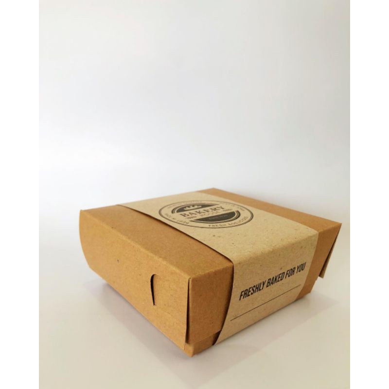 Square Lunch Box S + Custom Belt 200 pcs kemasan Coklat packaging eco kraft go green murah hemat
