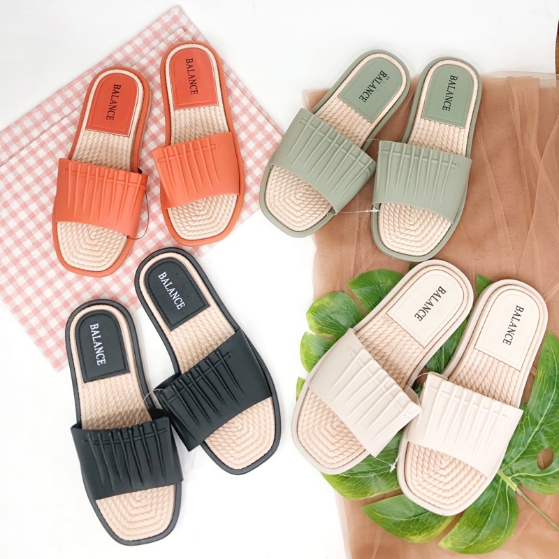 (B-1209 anyam) SANDAL IMPOR WANITA MURAH MODEL SLOP ANYAM