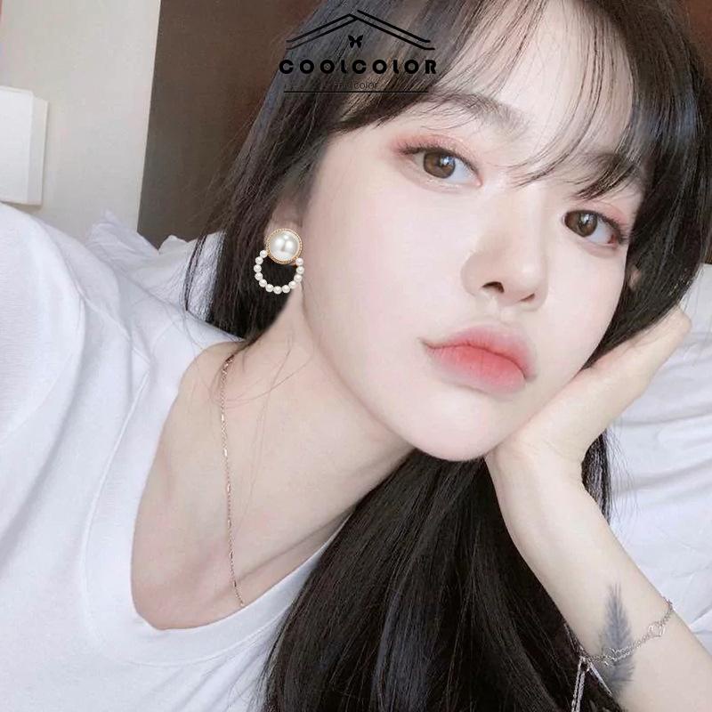 COD❤️1 Pasang Anting Stud Mutiara Pejantan Lingkara Anti Memudar Earrings panjang Aksesoris Wanita Fashion Tusuk Mewah Korea