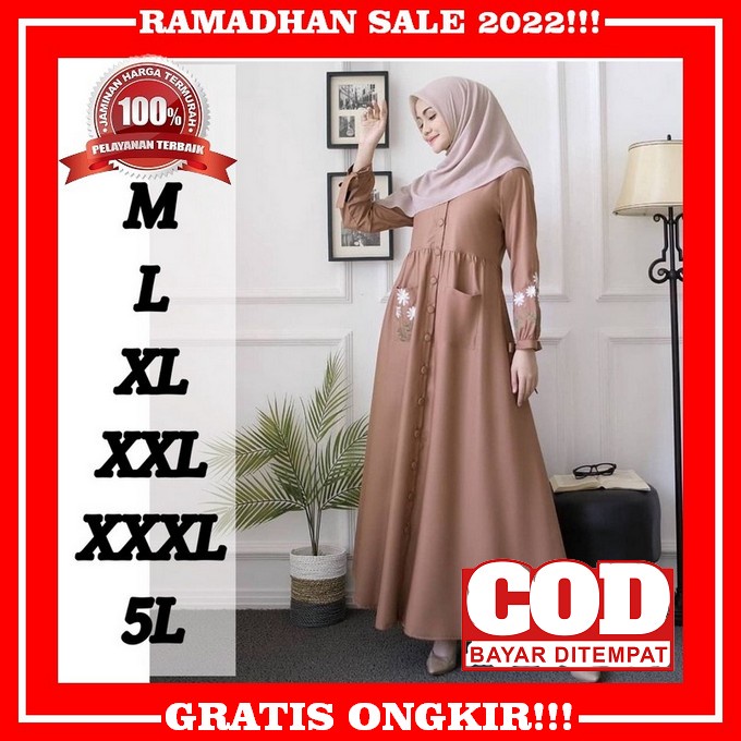 New- Zarra Dress Mosscrepe Mix Tille Dot Jumbo Xxxxl / Gamis Kondangan / Baju Dewasa Murah Terbaru 2