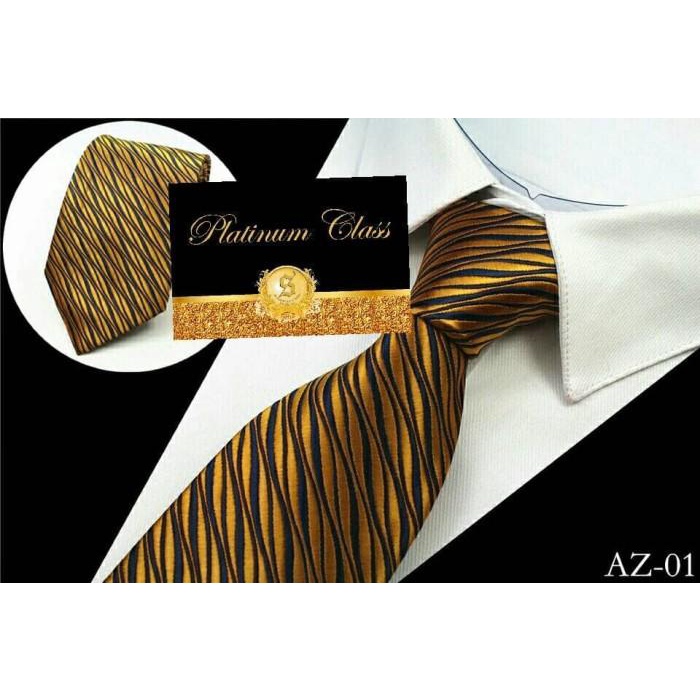 Dasi Dasi Pria Import Emas Gold Peacock Platinum Class