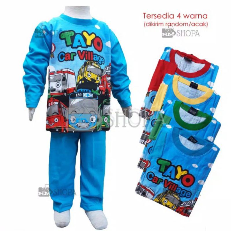 Setelan kaos anak motif tayo lengan panjang / kaos anak tayo lengan panjang/ baju anak tayo lengan p