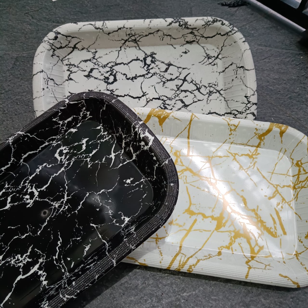 Nampan Plastik Motif Marble Large Tinggi 877