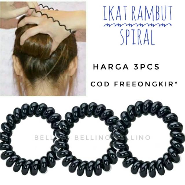 3pcs Ikat Rambut Spiral Wanita Elastis Gaya Korea / Karet Rambut Spiral Cewek / Ikat Rambut Kabel