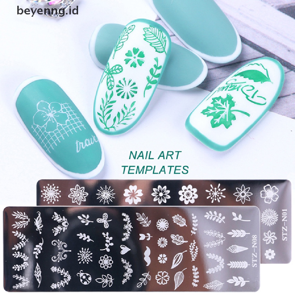 Template Stamping Kuku Bentuk Bunga Geometri Bahan Stainless Steel Untuk Dekorasi Nail Art