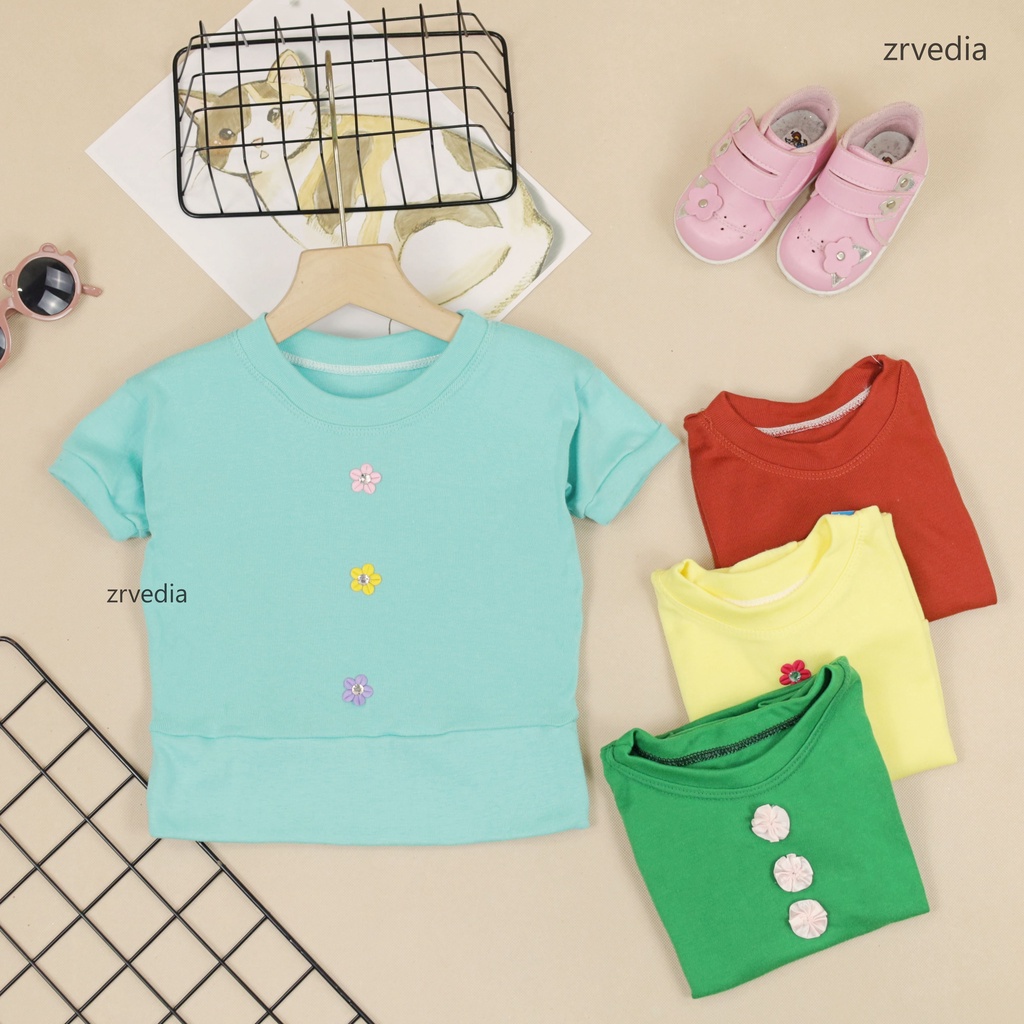 Blouse Chita uk 1-2 Tahun / Blouse Anak Perempuan Murah Baju Lengan Pendek Polos Bahan Adem Grosir