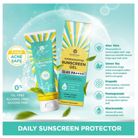 ✨SHASYA✨ AZARINE HYDROSOOTHE SUNSCREEN SUNBLOCK UV SKIN SUN CARE GEL SPF 45 | Azarine Hydrashoothe Sunscreen Gel SPF45 PA++++ 50ml (New Formula No Fragrance)