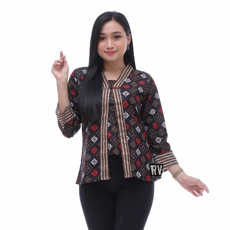 tey-17 Batik wanita ASJ SA HRB026 Kenongo Kemeja Tosca Pendek-2