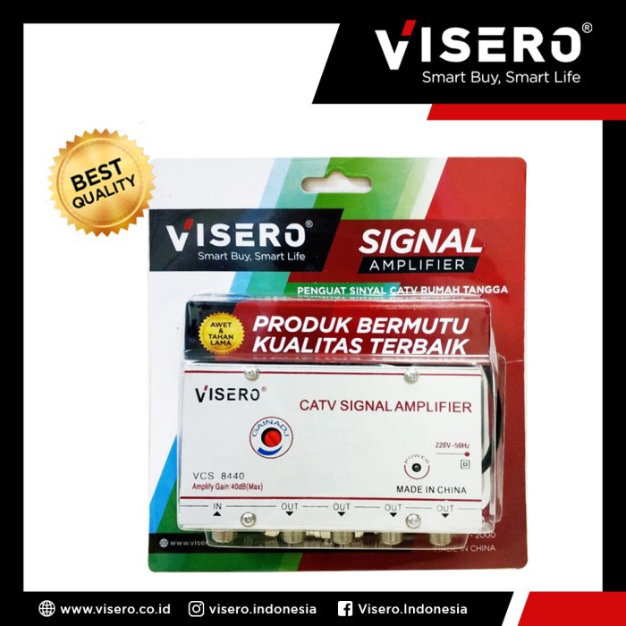 CATV Signal Booster Amp/Penguat Signal 4 output 40dB VISERO (VCS-8440)