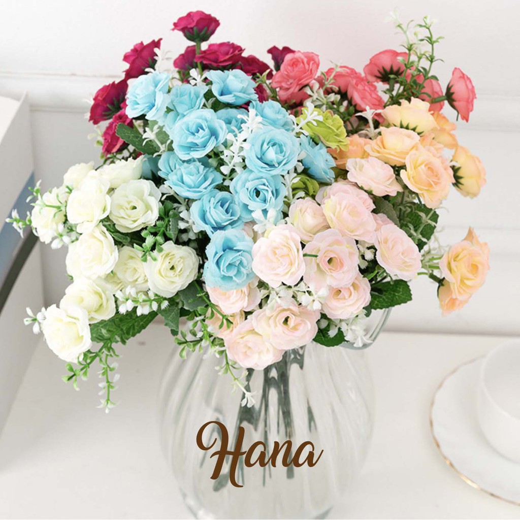 Bunga mawar artificial/bunga mawar plastik dekorasi/bunga plastik