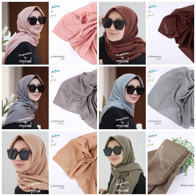 HIjab Monel Shiny Embossed / Voal ScoopandCope Segi Empat / Bahan Tebal Tidak Nerawang
