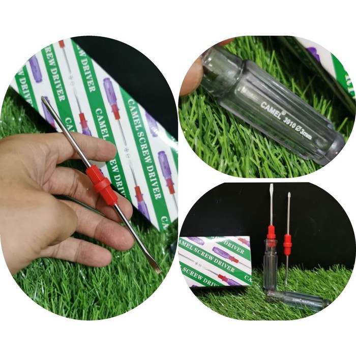 Obeng Bolak Balik Minus Plus 2 Way polos Transparan