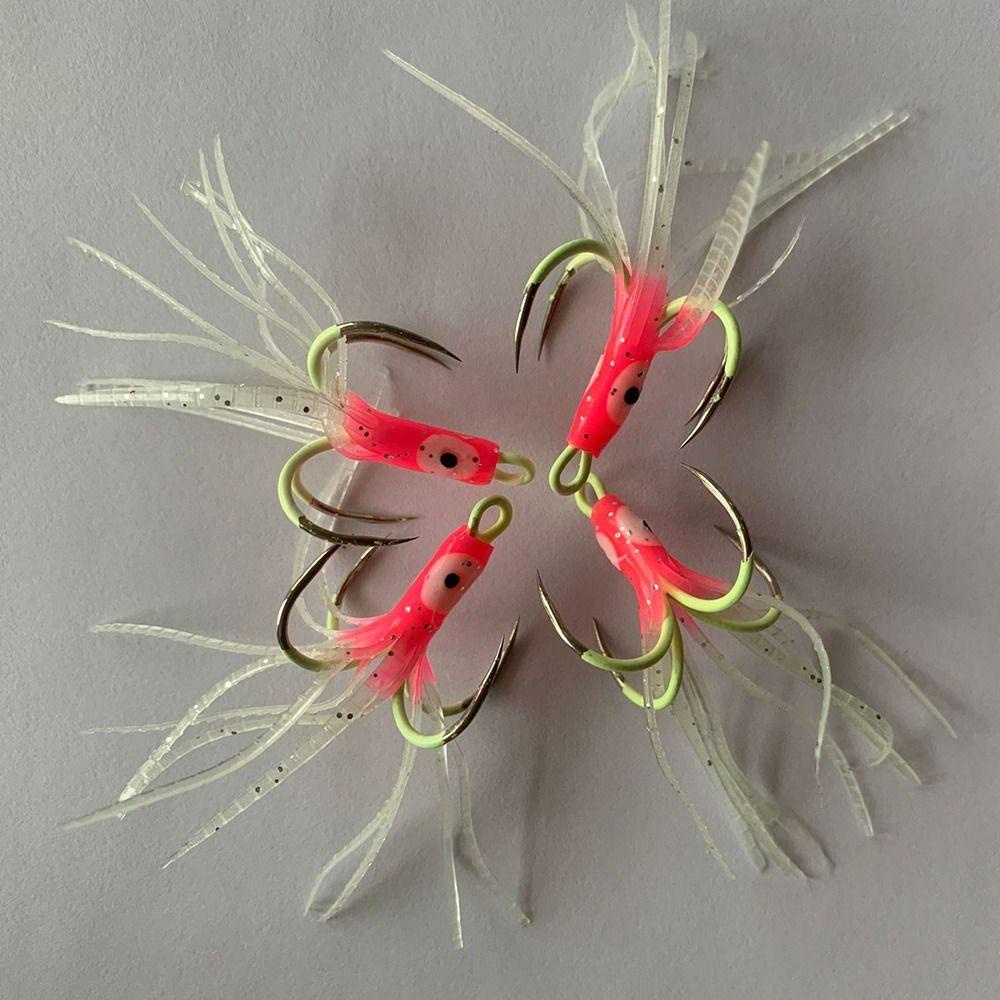 Top 4pcs Umpan Gurita Air Asin Portable Fishing Tackle Night light Four Hook Claw Hooks