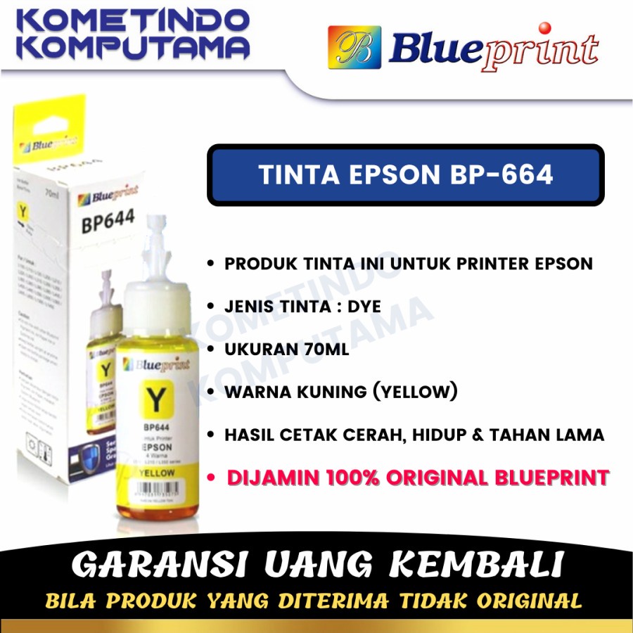 T664 YELLOW BLUEPRINT 70ML TINTA BOTOL EPSON ORIGINAL 100% T 664