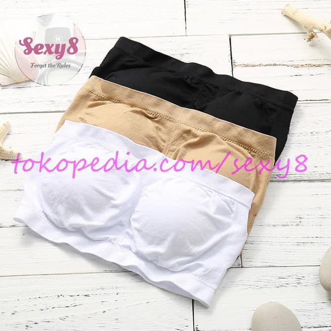 SEXY8 - Kemben Polos Bra Wanita Bralette Sexy Cro Top Seamless Push Up - Putih
