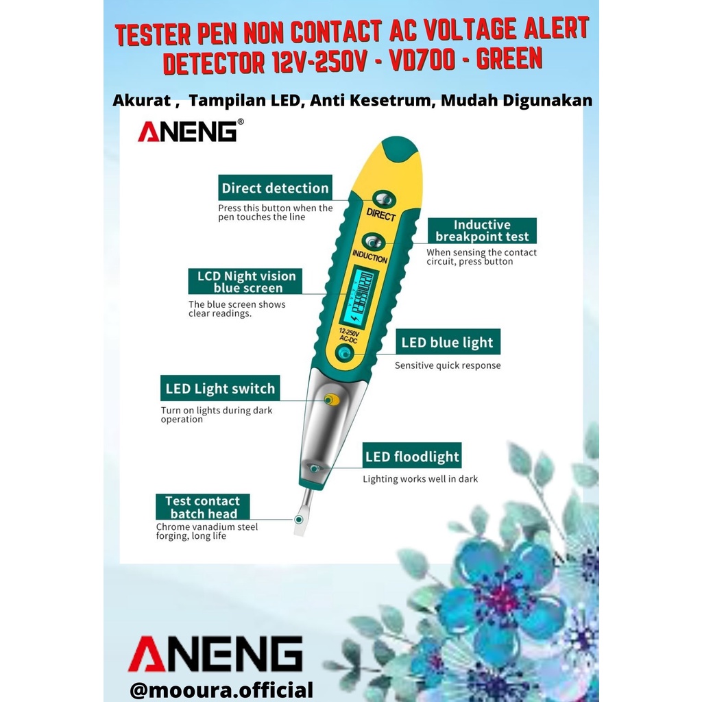 TESPEN TEST PEN LISTRIK DC DIGITAL MULTI TESTER  PEN IAN NON CONTACT AC VOLTAGE ALERT DETECTOR BUNYI