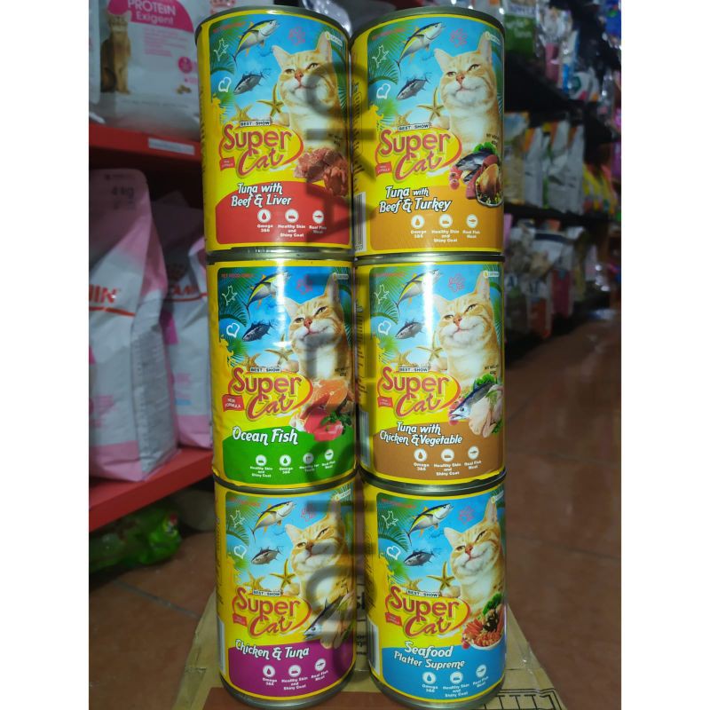 Makanan Kucing Super Cat Kaleng Adult All Varian 400gr - Makanan Basah Kucing Wet Food Adult