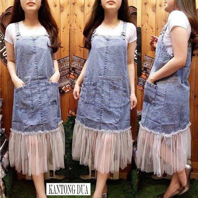 OVERALL SABRINA OUTER JEANS TUTU PREMIUM / TUTU OVERALL JEANS KOMBINASI