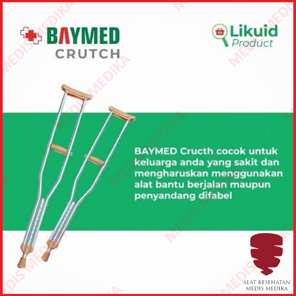 Crutch Kruk Ketiak Ukuran S M L Tongkat Sepasang Alat Bantu Jalan Size Small Medium Large