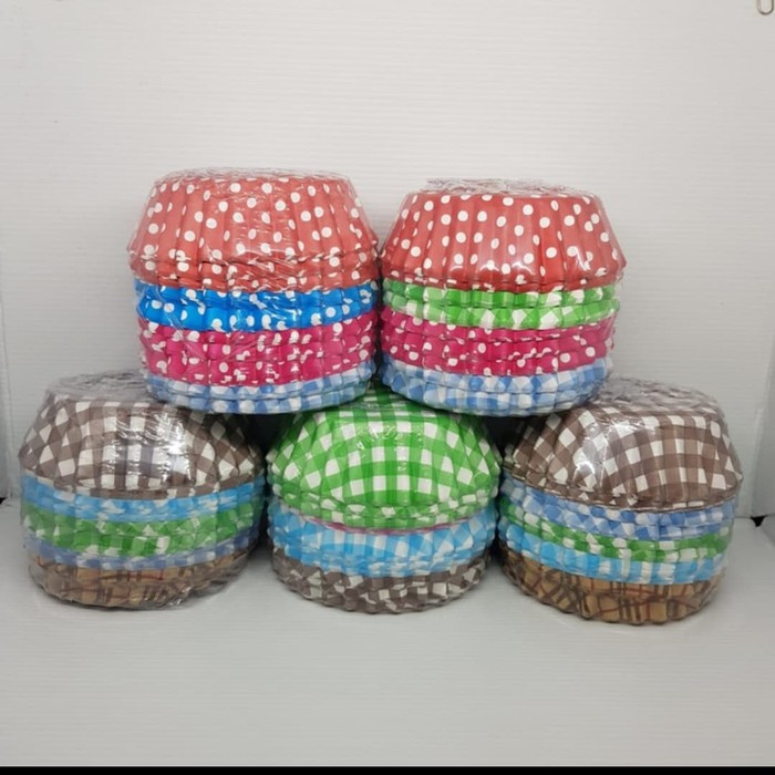 Kertas Alas roti kue bulat cupcake cup cake laminasi mixed campur