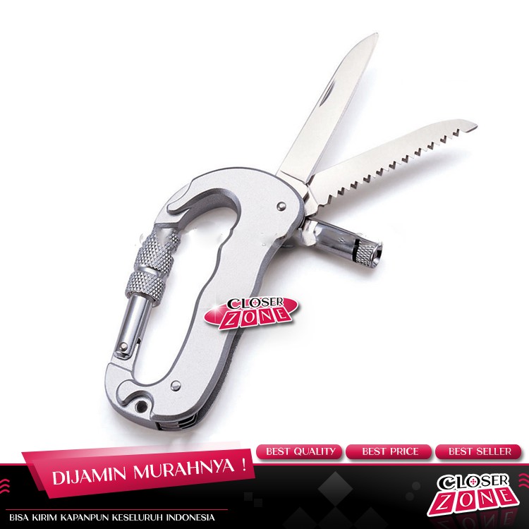 Karabiner Pisau Lipat Multifungsi Portable - Silver