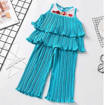 Baju Setelan Import Anak Perempuan Warna Toska usia 3 tahun dan 4 tahun
