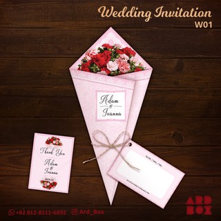 Kartu Undangan Pernikahan Kreatif Unik Murah Wedding Invitation Flower Bouquet W01