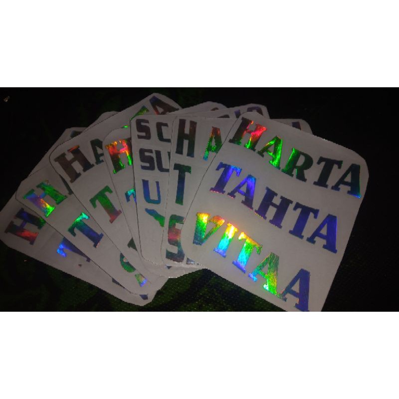 

STIKER HARTA TAHTA ******, CUTTING BAHAN HOLOGRAM