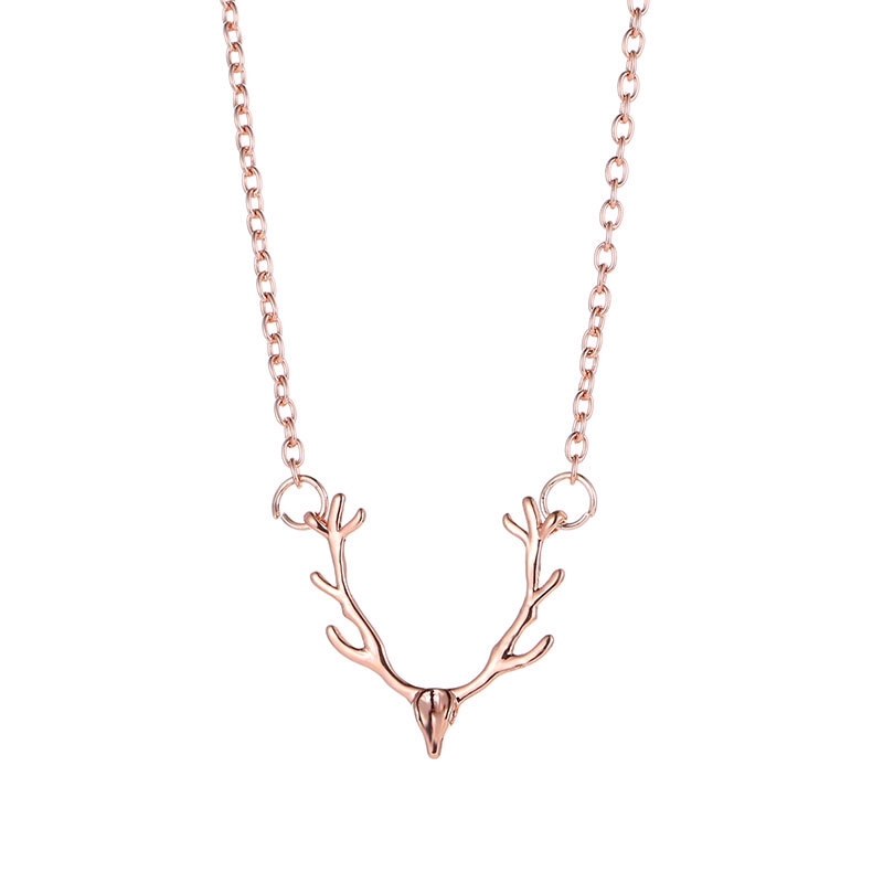 Koren Fashion Christmas Gold Little Antler Deer Head Elk Necklace jewelry for Women